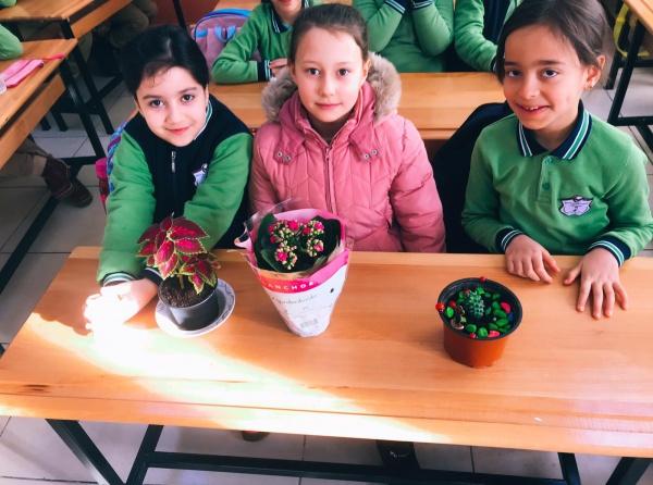 Okulumuz 3/B Sınıfı Öğrencileri Çiçek Bakımını Üstlendi ve 1 Aylık Bakım Çizelgesi Oluşturdu