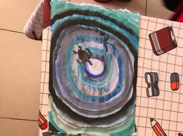 Okulumuz 4/C Sınıfı Öğrencileri Işık Kirliliğine Maruz Kalan Kaplumbağalar Temalı Görsel Sanat Çalışması Yaptı